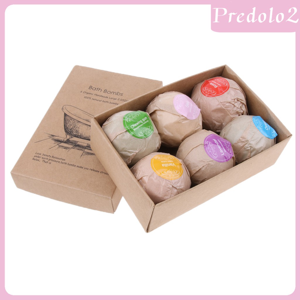 6pcs Natural Handmade Scented Bubble Bath Bomb Salt ential Oil Balls Set