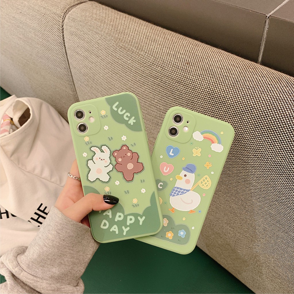 Ốp Lưng Silicon Màu Bảo Vệ CAMERA Luck Happy Day - E020