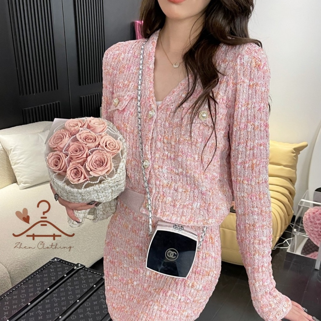 Set dạ Tweed hồng phấn phong cách tiểu thư siêu ngọt ngào, sang chảnh