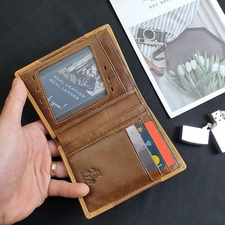 [Da thật] [Freeship] Ví nam đứng Cefiro phối màu WS111LEA - 100% da bò thật, BH 3 năm