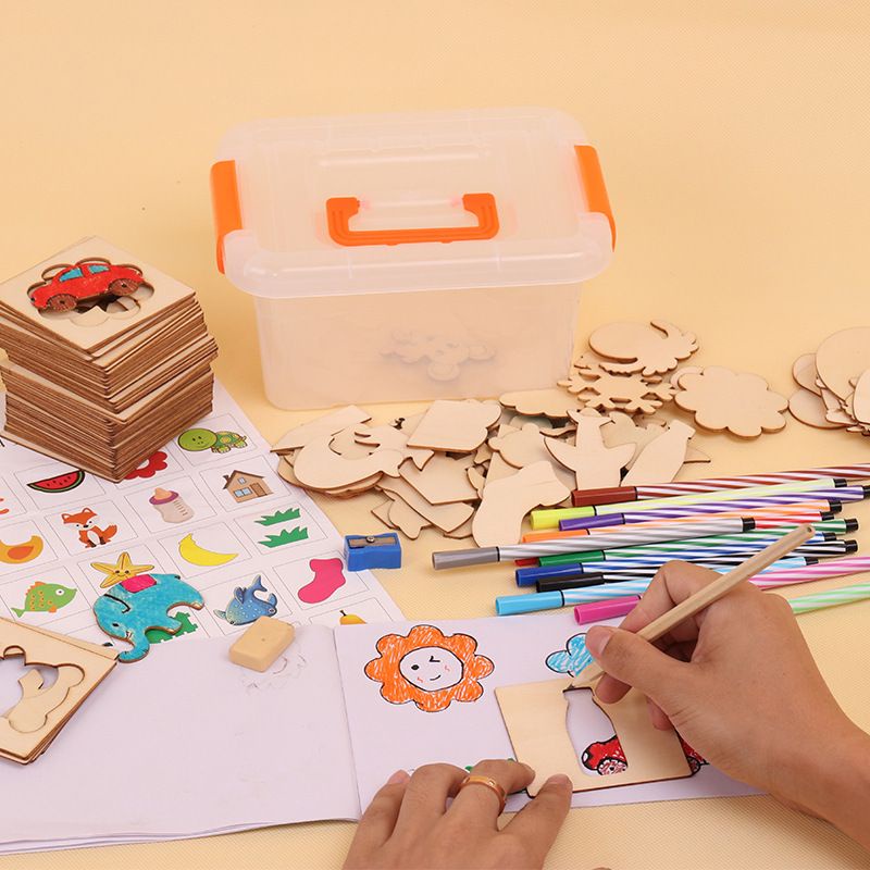 Set bộ vẽ khuôn gỗ cho bé,,,