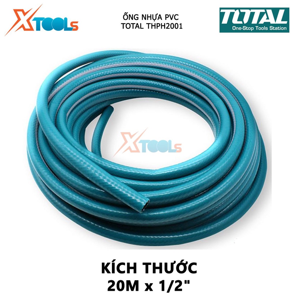 Ống nước vòi xịt PVC TOTAL THPH2001 dây dẫn nước Kích thước 20M x 1/2&quot;, mức Bùng nổ 300psi, lực kéo thử nghiệm 880N chốn