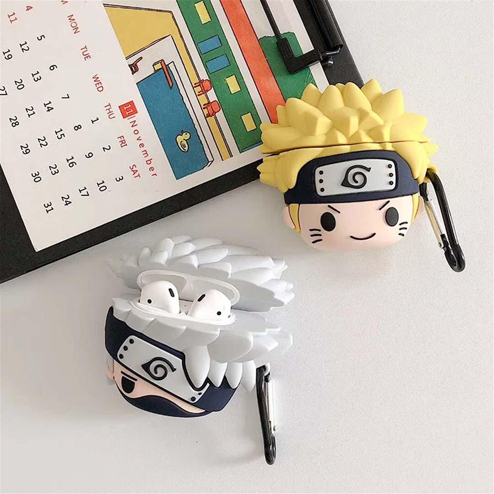 Hộp đựng tai nghe augustina naruto 3d dễ thương uzumaki naruto hộp sạc hatake kakashi silicone mềm tai nghe không dây bluetooth