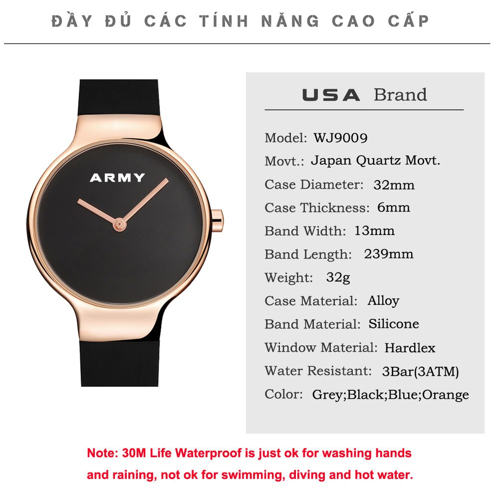 (Sport Watch) Đồng hồ Nữ ARMY USA style Apple – Thiết kế thông minh