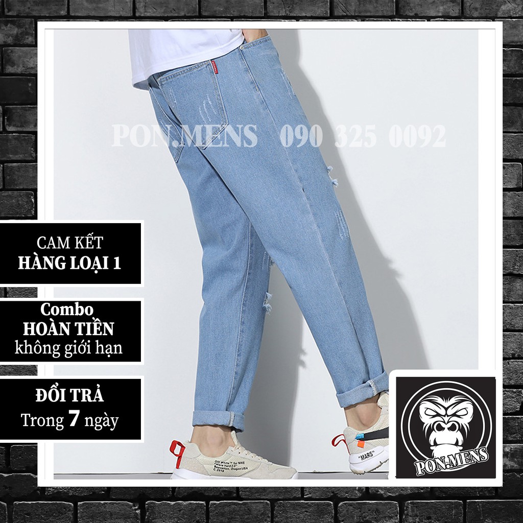 Quần jean rách nam nữ màu xanh baggy mặc hè 2021 | BigBuy360 - bigbuy360.vn