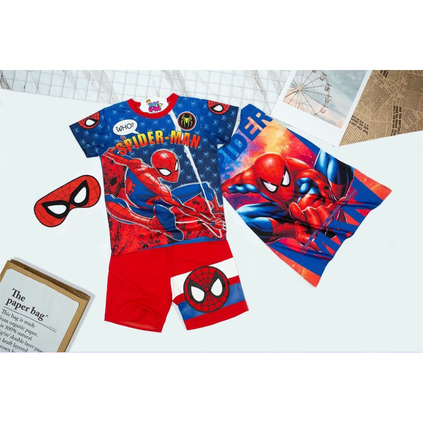 Bộ quần áo siêu anh hùng - Captain America, Spider-Man, Flash, Superman in hình 3d cho bé trai - kèm áo choàng và mặt nạ