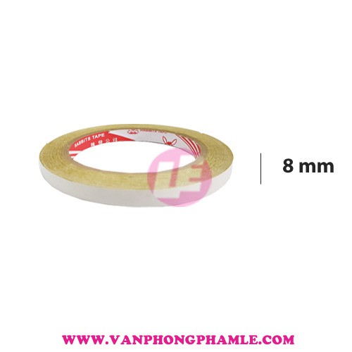 Băng keo 2 mặt 8 li ruột vàng 23 Yard