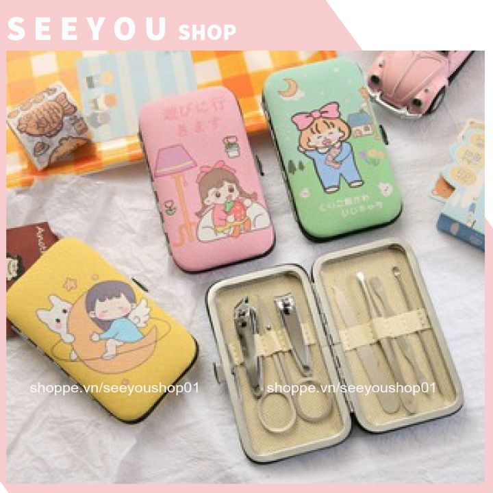 Bộ 2 chi tiết bấm chăm sóc Móng Tay Người Lớn, Trẻ em cute hình cô gái khủng long cute