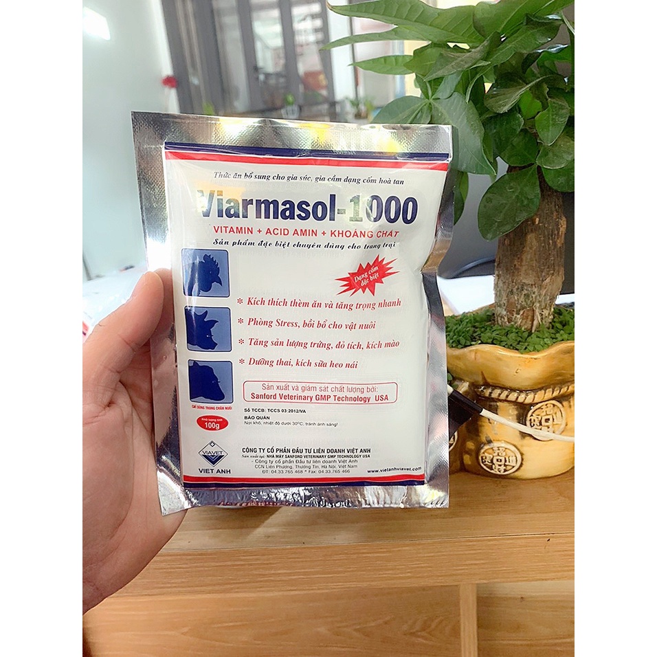 VIARMASOL - 1000  vỗ béo, kích thèm ăn, tăng trọng, Vitamin tổng hợp, Vitamin, Acid amin, Khoáng Chất Bcomplex....