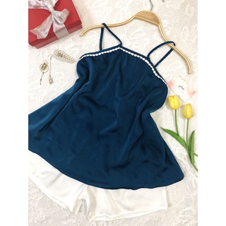 Bộ Yếm Mặc Nhà ♥️ Chất Lụa Hàn Cao Cấp ♥️ Cổ Yếm Quần Đùi