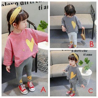 Set quần legging và áo thun tay dài họa tiết sọc ngang cho bé gái