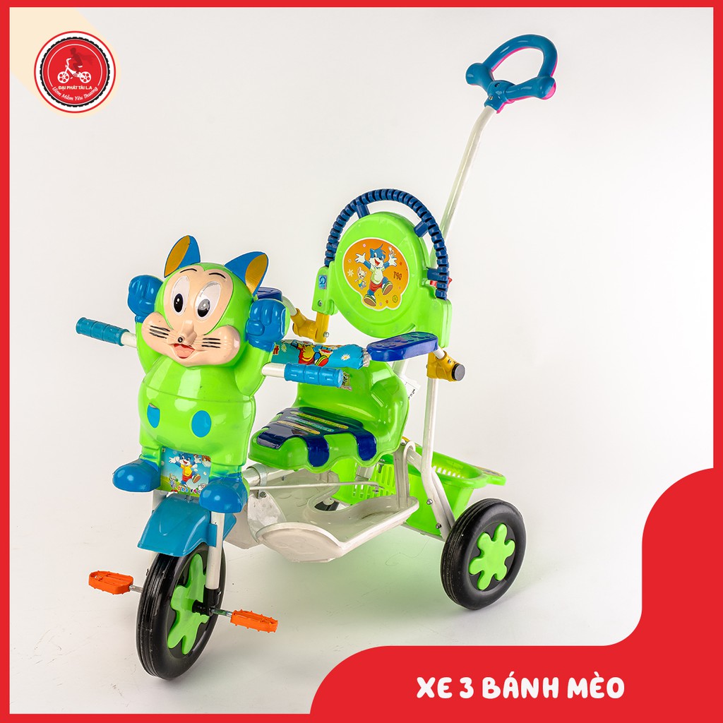 Xe đạp 3 bánh trẻ em Có cây đẩy và vòng bảo hiểm - Đại Phát Tài - dành cho trẻ từ 3 đến 5 tuổi - 1180CDVBH