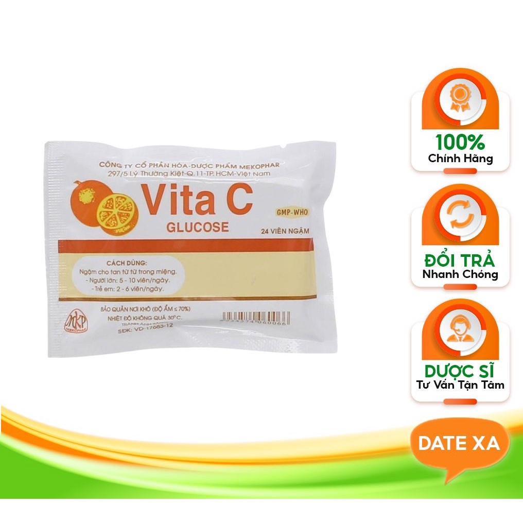 Kẹo Cam Vita C glucose - 24 Viên Ngậm.Bổ sung Vitamin C, Tăng đề kháng