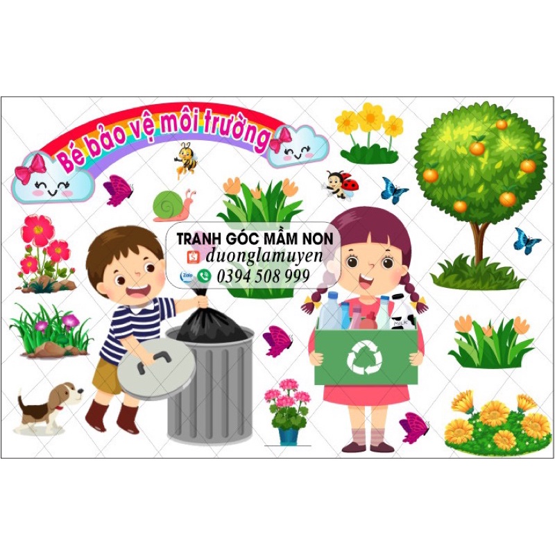 Tranh decal mầm non- bé bảo vệ môi trường