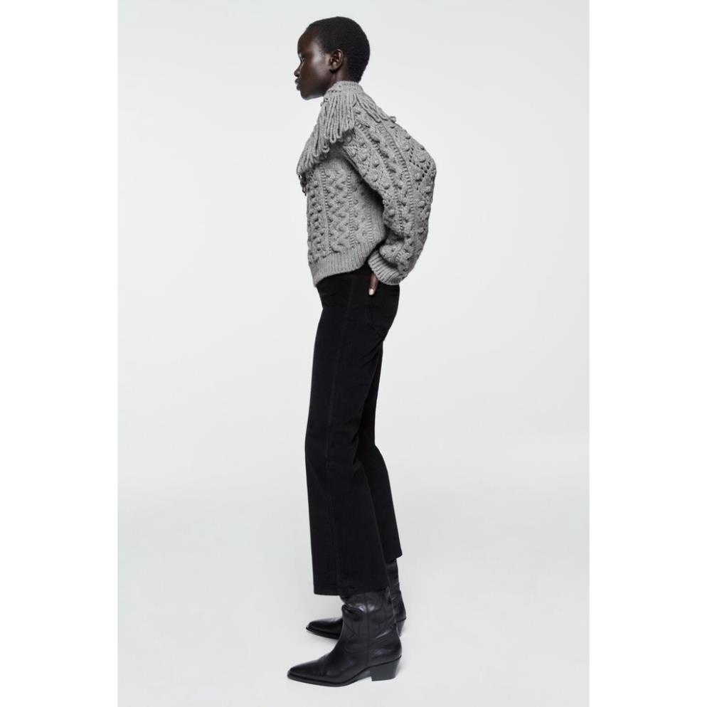 Zara Morocco full tag - Áo len Zara ghi rua rua AT01LRG70N9 New