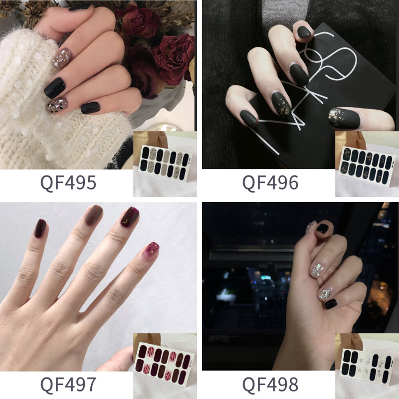 Bộ 14 Miếng Dán Móng Tay Chống Thấm Nước Có Thể Lột Được Màu Nude In Họa Tiết Da Báo