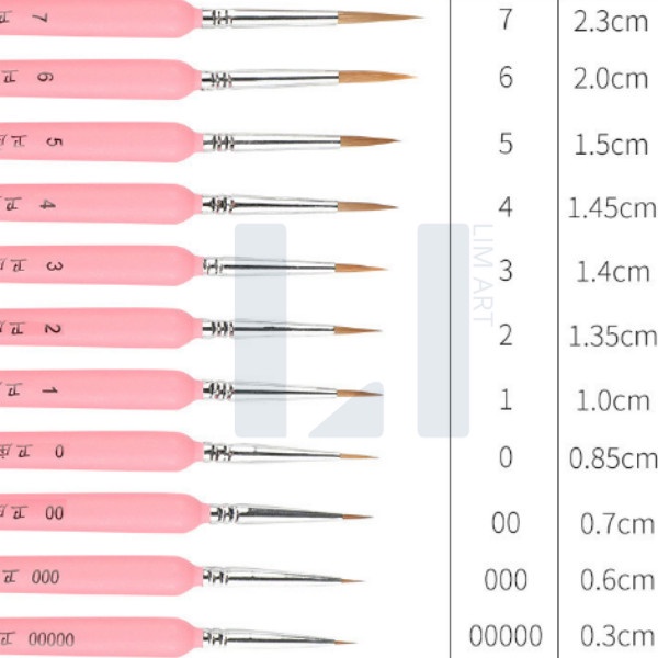 Bộ 11 cọ vẽ đầu nhọn,cọ tỉa cao cấp LIM Art