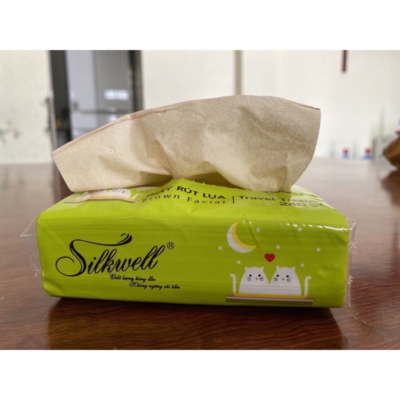 Combo 30 Gói Giấy ăn gấu trúc Silkwell 240 tờ 3 lớp, khăn giấy gấu trúc không tẩy trắng hàng chính hãng Silkwell