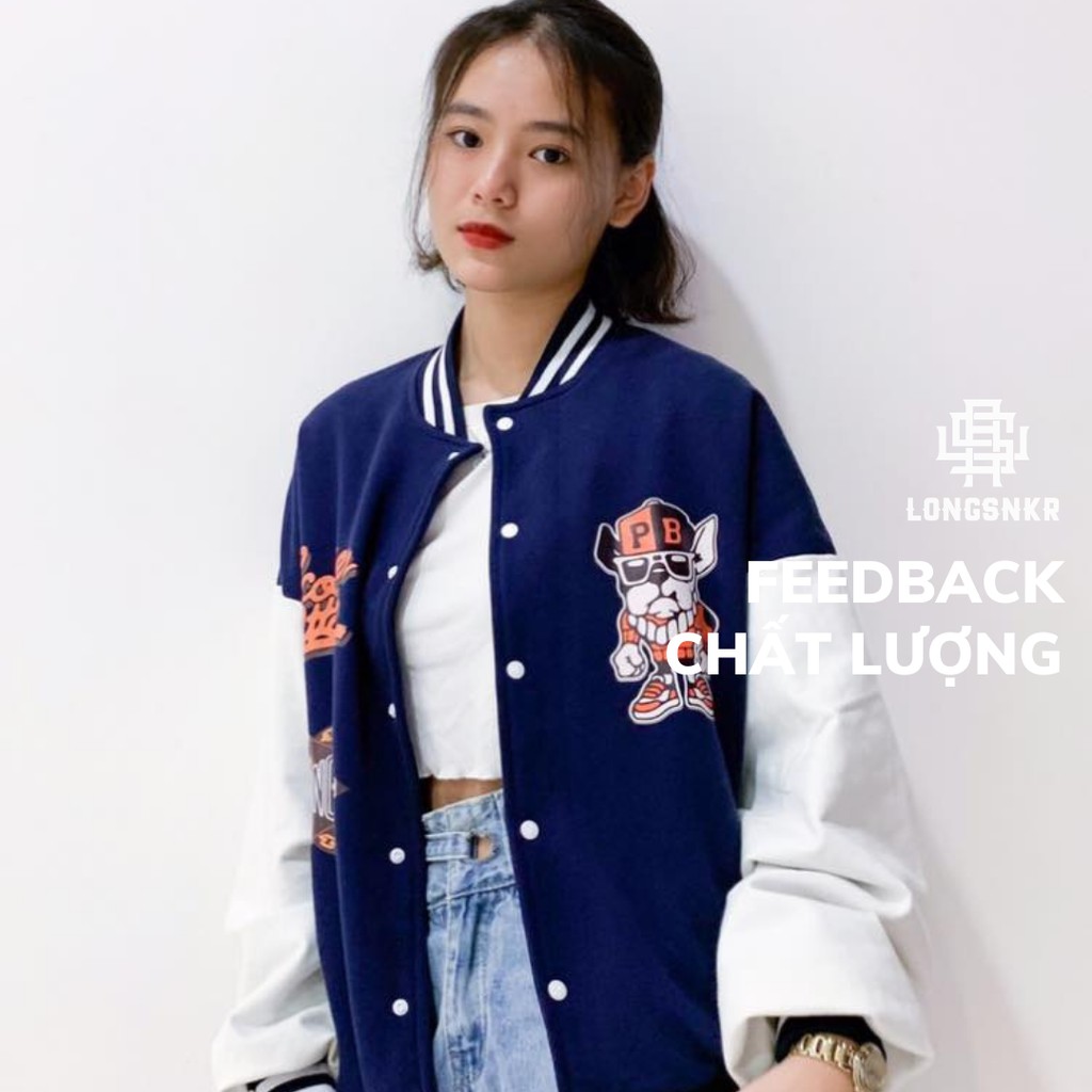 [Tặng Sticker và khăn Tuban] _ Áo khoác VARSITY NAVY họa tiết Longsnkr chất nỉ giữ nhiệt và thoáng - Bomber /Varsity | BigBuy360 - bigbuy360.vn