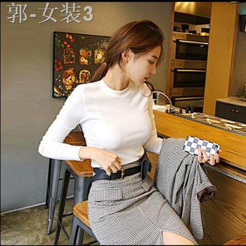 Áo Thun Cotton Tay Dài Cổ Lọ Ôm Dáng Mẫu Mới 2018 Thời Trang Mùa Thu Cho Nữ