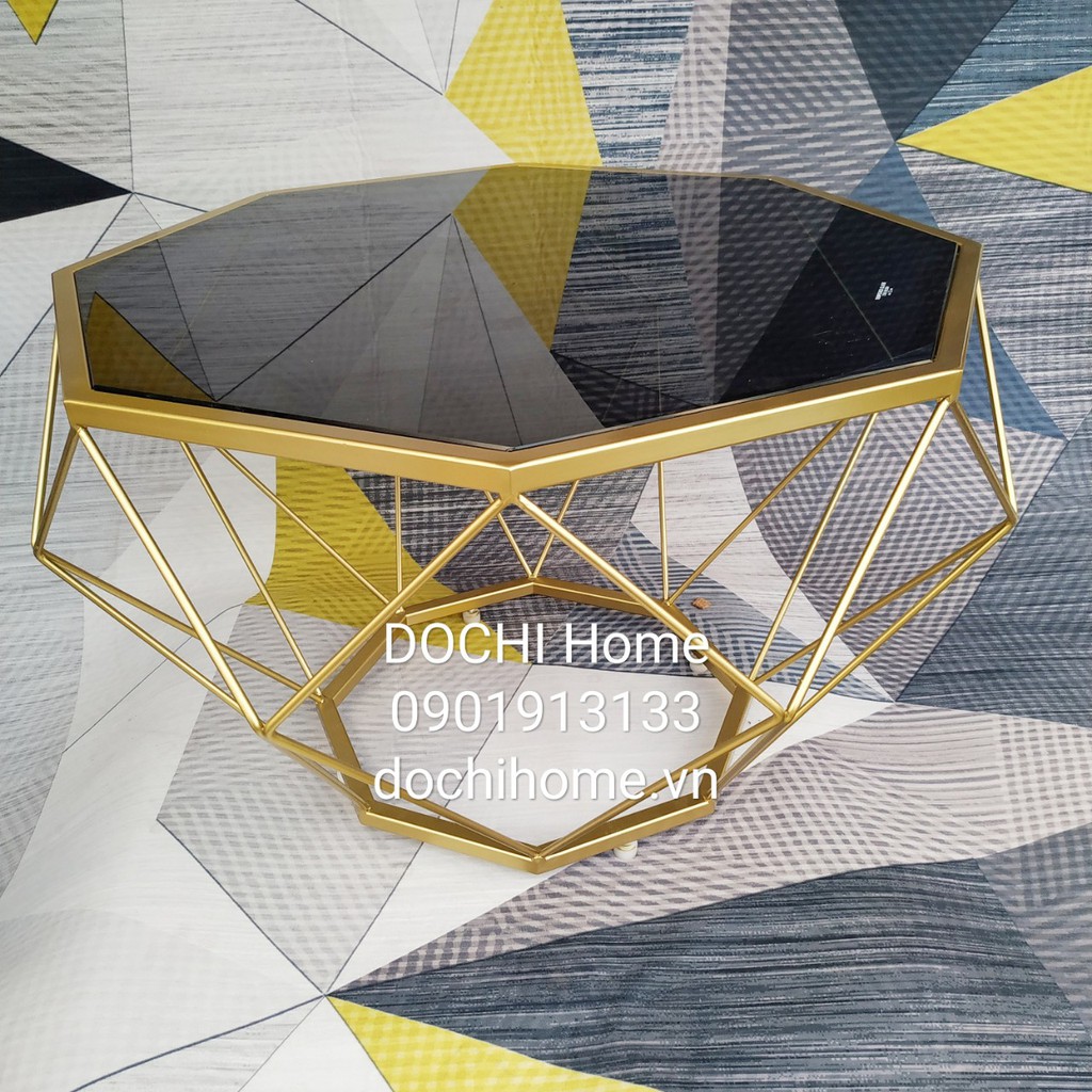 Bàn sofa kim cương kính cường lực Đen 10ly DOCHI Home