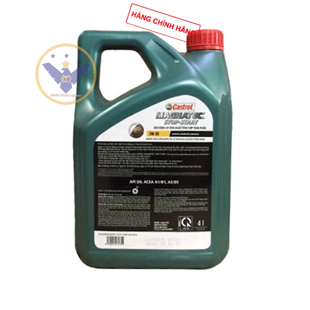 COMBO Dầu nhớt ô tô cao cấp tổng hợp Castrol Magnatec Stop Start Dualock Can 4L + Súc rửa động cơ Bluechem 250Ml