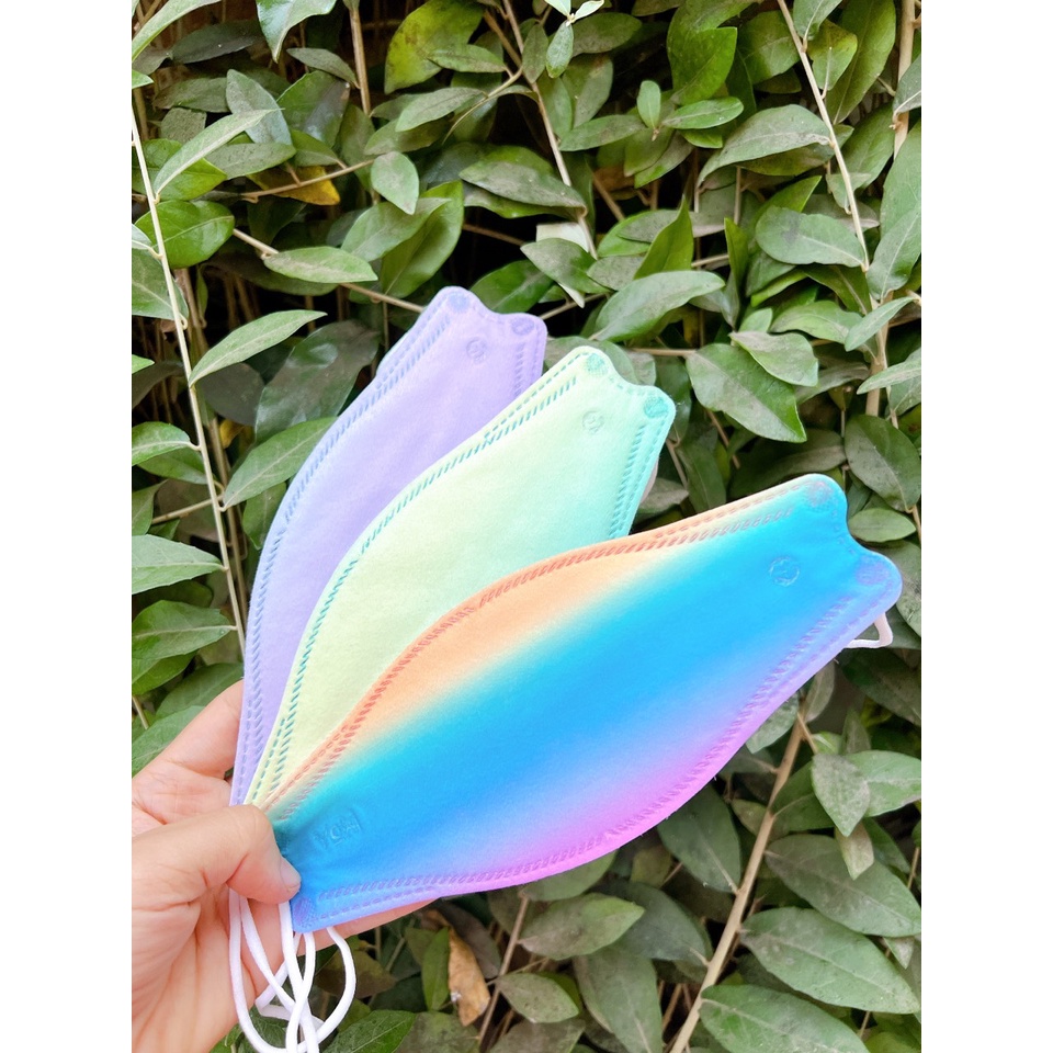 Khẩu Trang 4D Yoki hàng cty 4 lớp kháng khuẩn - Màu tím - xanh galaxy- cầu vồng (bịch 6 cái)
