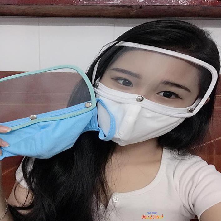 Khẩu trang vải nano chống nước kháng khuẩn kèm Kính che mặt chống dịch-chóng giọt bắn tiện lợi hiện đại | BigBuy360 - bigbuy360.vn