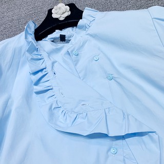 Áo sơ mi Zara xanh cổ bèo
