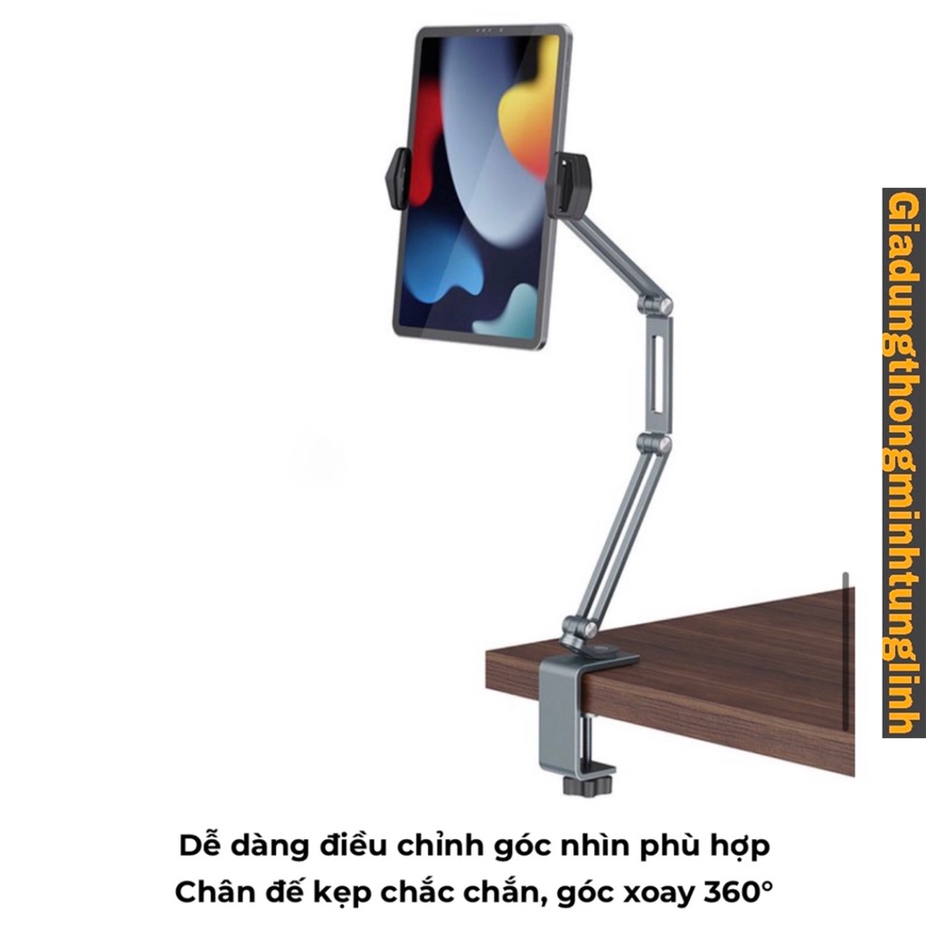 Giá Đỡ Điện Thoại, Ipad Nhôm Gấp Gọn Kẹp Bàn P67 Kẹp điện thoại xoay 360° DIGIMIX