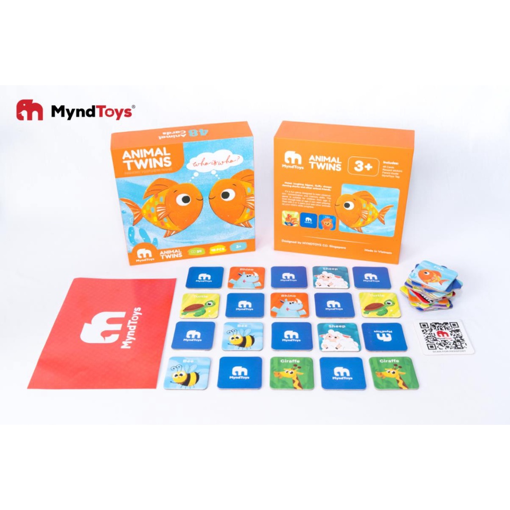 Đồ Chơi Xếp Hình Thông Minh MyndToys - Animal Twins - Memory Matching Game 48 Thẻ Thông Minh Dành Cho Các Bé Trên 3 Tuổi