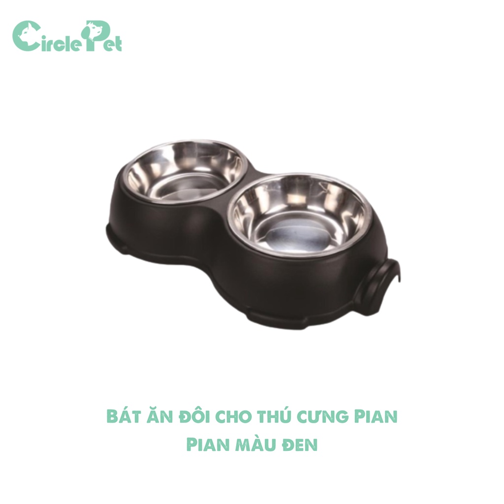 Bát Ăn Đôi Cho Thú Cưng Pian Pian Có Tay Cầm Đế Chống Trơn Trượt Nhiều Màu Sắc - Circle Pet