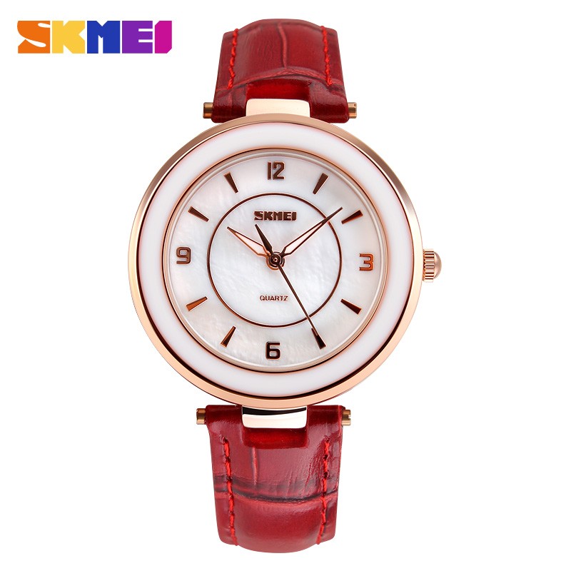 Đồng hồ nữ Skmei 1059 dây da (Đỏ )