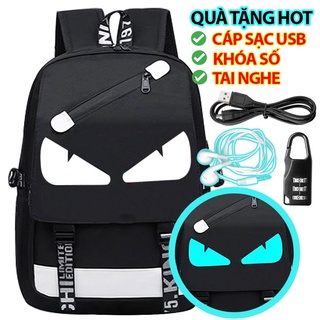 Balo nam nữ đi học thời trang phát sáng đẳng cấp Baloking hình Mắt cá tính - TẶNG cáp sạc USB - Cặp đi học HOT nhất 2024