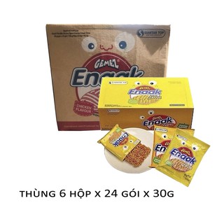 Thùng 6 Hộp x 24 Gói/Hộp Snack Mì Gà Enaak Indonesia 30gr* gói