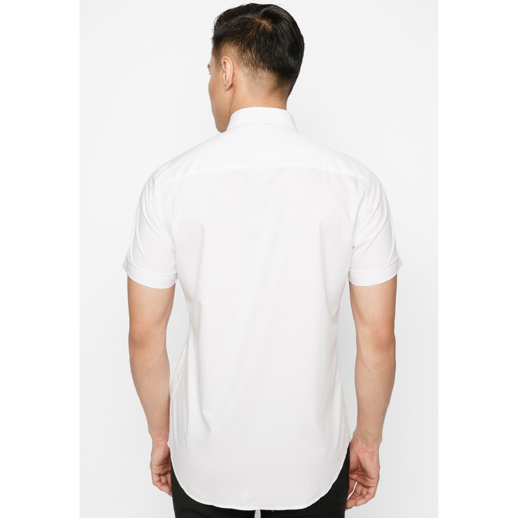 Áo sơ mi ngắn tay nam slim fit Vĩnh Tiến 345 - màu trắng