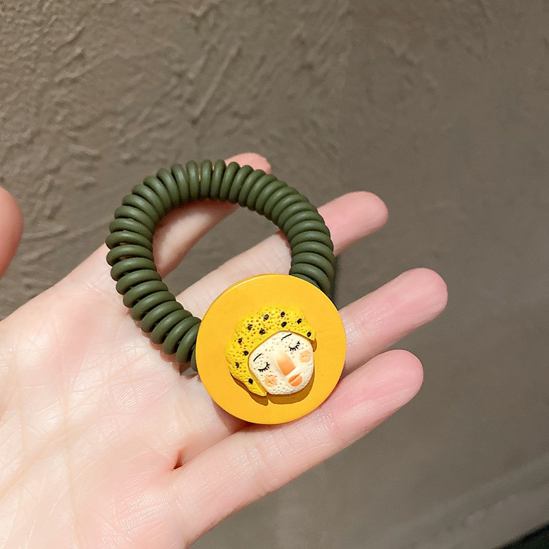 Dây Buộc Tóc Cao Su Hình Búp Bê Hoạt Hình Sơn Dầu Phong Cách Hàn Quốc Cho Nữ F362