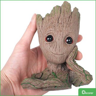 Chậu cây baby groot + đá nung lót nền | hộp bút | đồ trang trí