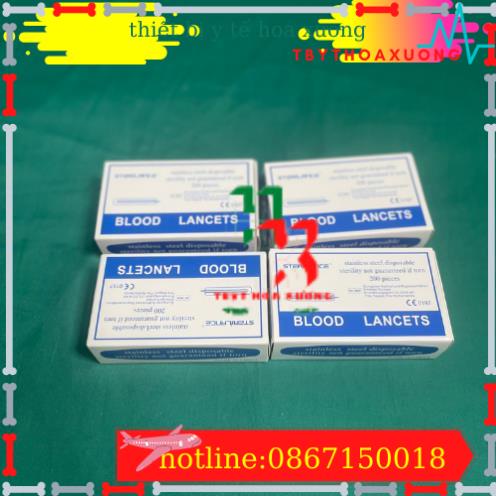 Kim Chích Máu Rạch Mụn Blood Lancet Hải Nam Hộp 200 Cái