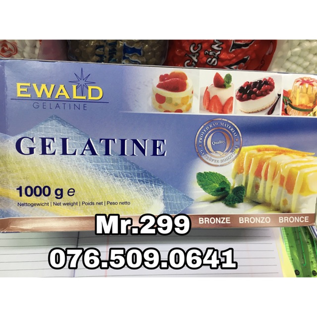 Gelatin lá dạng hộp Ewald 1 kg