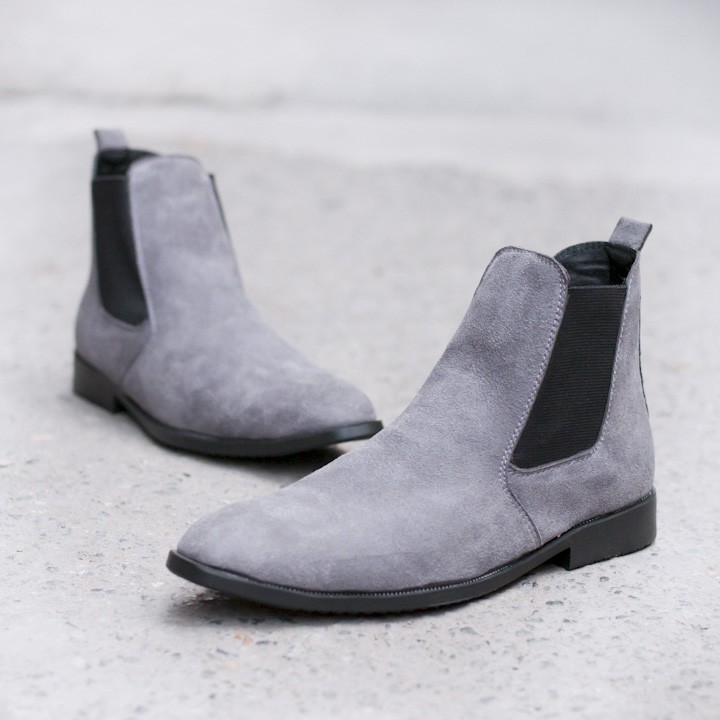 [ XẢ KHO ] Giày Chelsea Boot Nam Cao Cổ Da Buck Cổ Chun Màu Xám Phong Cách Hàn Quốc - CB548-XAM | BigBuy360 - bigbuy360.vn