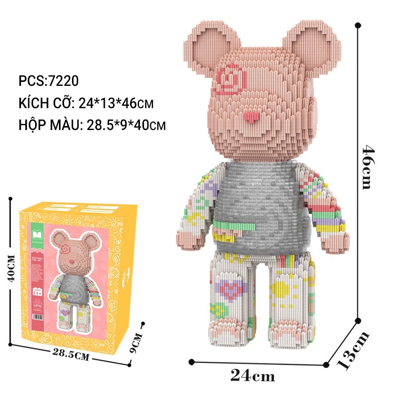 Đồ chơi xếp hình lắp ráp nanoblock mô hình gấu bearbrick quà lưu niệm trang trí decor cá tính
