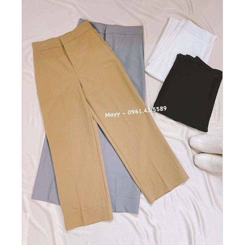 Quần suông nữ chất lạnh Hàn công sở cao cấp, quần ống rộng lưng cao, quần hack dáng chân dài | BigBuy360 - bigbuy360.vn