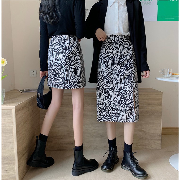 Chân Váy Xiaozhainv Midi Dáng Chữ A Hoạ Tiết Ngựa Vằn Phong Cách Hàn Quốc | BigBuy360 - bigbuy360.vn