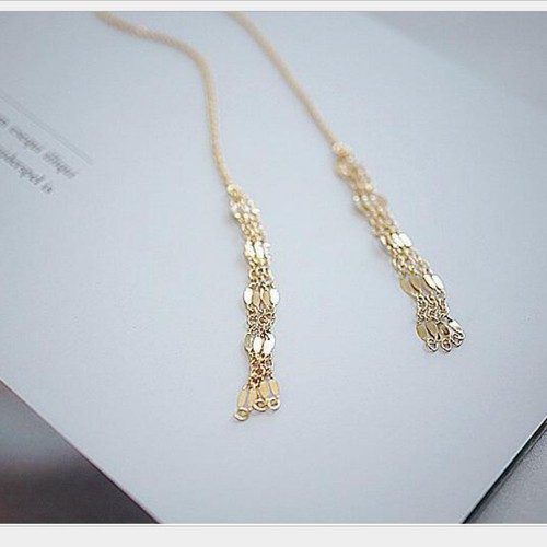 Bông Tai Chuỗi Dài Tòn Ten Titan Không Đen TT 4007