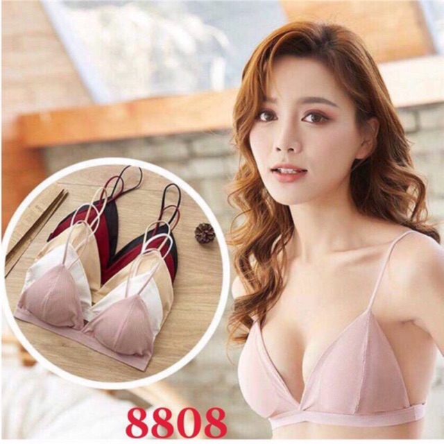 Áo Lót Bra Nữ - Áo Bra Không Gọng Su Đúc Thun Mát Lạnh Lót Mềm Thoải Mái Có Móc Cài Sau 8808