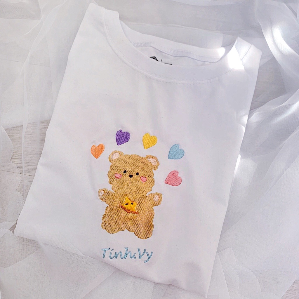 Áo thun thêu theo yêu cầu ĐEN Original tay lỡ form rộng phong cách riêng