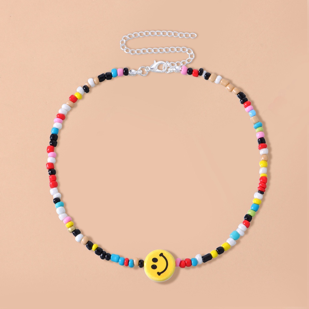 Dây Chuyền Chuỗi Hạt Hình Mặt Cười Đơn Giản Phong Cách Hàn Quốc