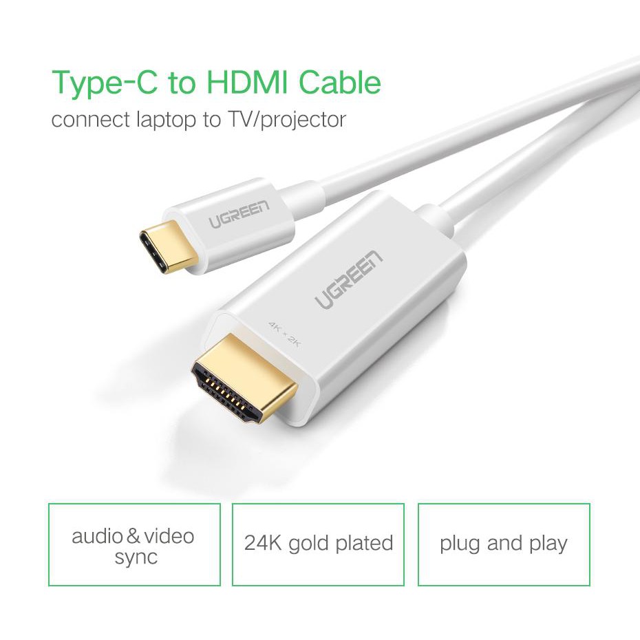 [Mã ELHACE giảm 4% đơn 300K] Cáp USB Type-C ra HDMI 4K*30Hz Cao Cấp UGREEN