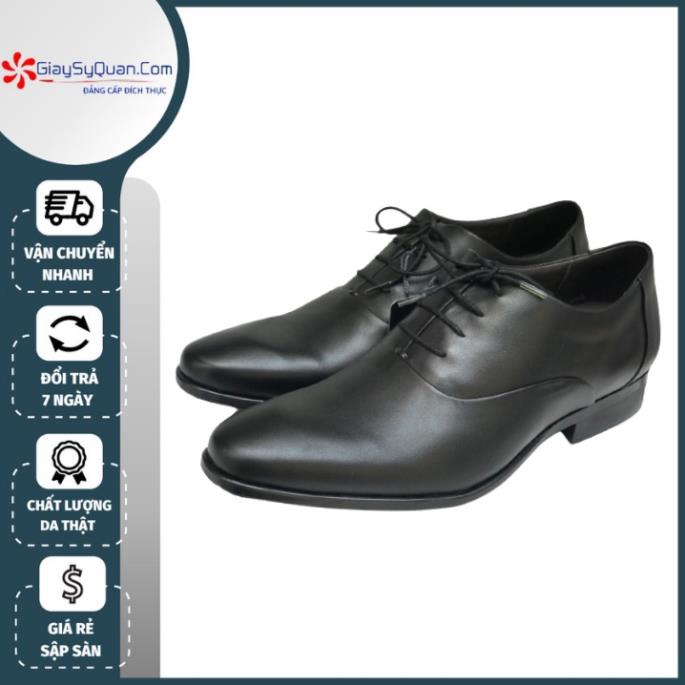 Giày tây nam công sở có dây cột- giày da bò thật 100% mũi nhọn màu đen lịch lãm đế PU chống mài mòn Mã 809A 🐢
